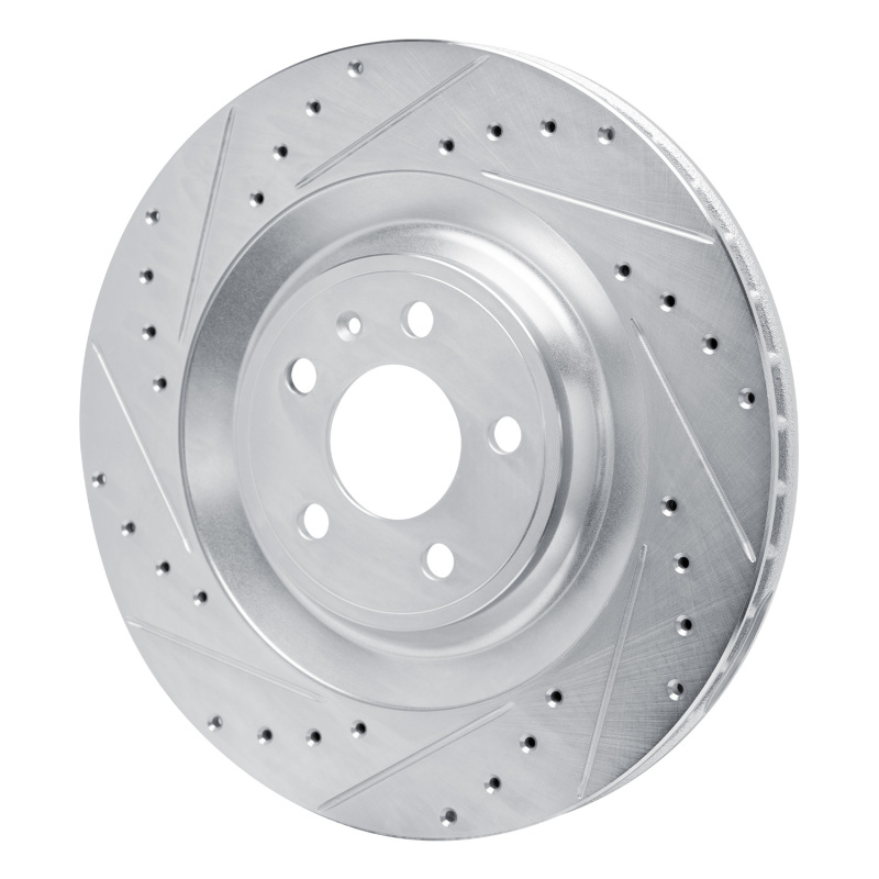 Porsche Macan Brake Rotor (1) - Rear Left - R1 Concepts - Drilled & Slotted - Silver - `15-`18